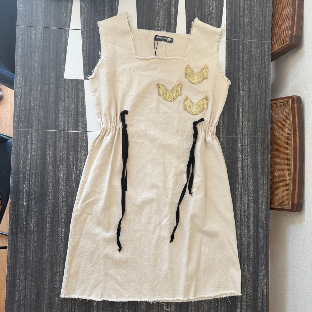 Venera Arapu Donata Dress 100% Cotton Dress With Gold Accents